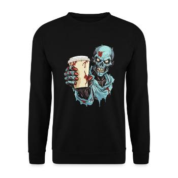 Coffee Cafe Halloween Zombie - Unisex Sweatshirt - black - Front - Alina (178cm) & Michal (187cm)