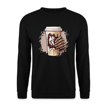 Café Café Halloween Zombie Main - Sweat-shirt Unisexe - noir - Devant - Alina (178cm) & Michal (187cm)