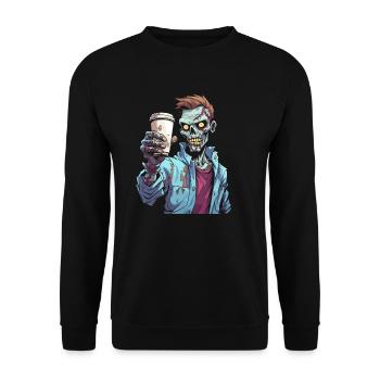 Kaffee Cafe Halloween Zombie - Unisex Pullover - Schwarz - Vorne - Alina (178cm) & Michal (187cm)