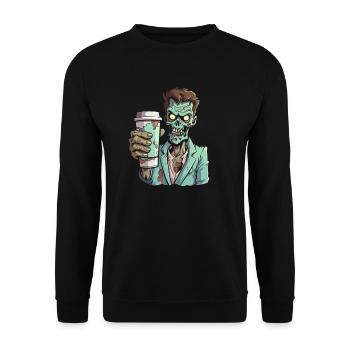 Kaffee Cafe Halloween Zombie - Unisex Pullover - Schwarz - Vorne - Alina (178cm) & Michal (187cm)
