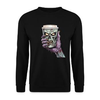 Café Café Halloween Zombie Main - Sweat-shirt Unisexe - noir - Devant - Alina (178cm) & Michal (187cm)