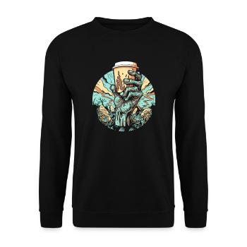 Café Café Halloween Zombie Main - Sweat-shirt Unisexe - noir - Devant - Alina (178cm) & Michal (187cm)