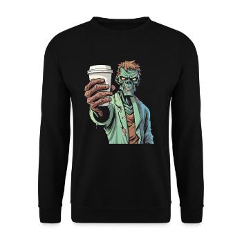 Café Café Halloween Zombie Main - Sweat-shirt Unisexe - noir - Devant - Alina (178cm) & Michal (187cm)