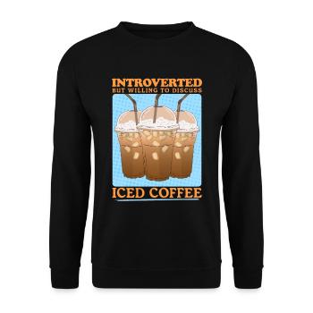 Eiskaffee Iced Coffee Kaffee Liebhaber Geschenk - Unisex Pullover - Schwarz - Vorne - Alina (178cm) & Michal (187cm)