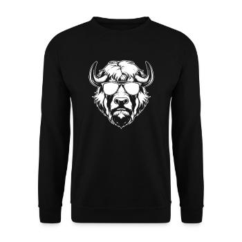 Bison Büffel Cool - Unisex Pullover - Schwarz - Vorne - Alina (178cm) & Michal (187cm)