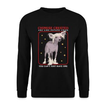 Chinese Crested Chinesischer Schopfhund Geschenk - Unisex Pullover - Schwarz - Vorne - Alina (178cm) & Michal (187cm)