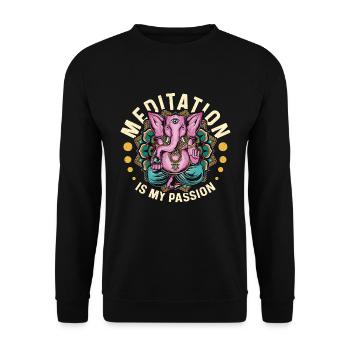 Meditation Is My Passion Spiritual Elephant Lover - Unisex Sweatshirt - black - Front - Alina (178cm) & Michal (187cm)