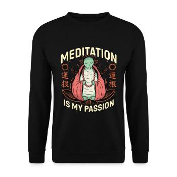Meditation Is My Passion Spiritual Turtle Lover - Unisex Sweatshirt - black - Front - Alina (178cm) & Michal (187cm)