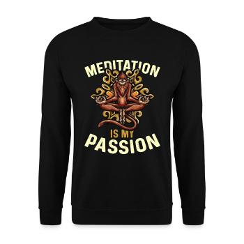 Meditation Is My Passion Relaxation Monkey Lover - Unisex Sweatshirt - black - Front - Alina (178cm) & Michal (187cm)