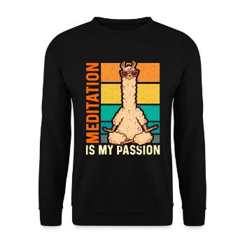 Meditation Is My Passion Spiritual Llama Lover - Unisex Pullover - Schwarz - Vorne - Alina (178cm) & Michal (187cm)