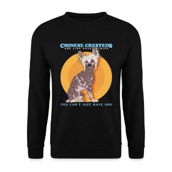Chinesischer Schopfhund Chinese Crested Geschenk - Unisex Pullover - Schwarz - Vorne - Alina (178cm) & Michal (187cm)