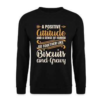 Biscuits And Gravy A Positive Attitude Food Lover - Unisex Pullover - Schwarz - Vorne - Alina (178cm) & Michal (187cm)