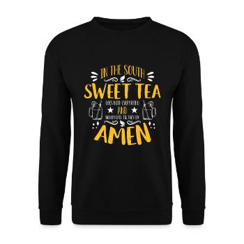 Sweet Tea In The South Sweet Tea Goes Bubble Tea - Unisex Pullover - Schwarz - Vorne - Alina (178cm) & Michal (187cm)