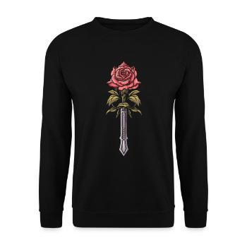 Épée Goth Rose rouge - Sweat-shirt Unisexe - noir - Devant - Alina (178cm) & Michal (187cm)