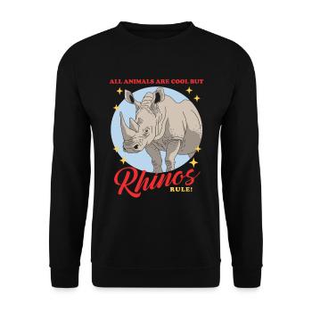 Rhino Rhinoceros Rhinos Gift - Unisex Sweatshirt - black - Front - Alina (178cm) & Michal (187cm)