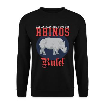 Nashorn lustig Rhinozeros Nashörner Geschenk - Unisex Pullover - Schwarz - Vorne - Alina (178cm) & Michal (187cm)