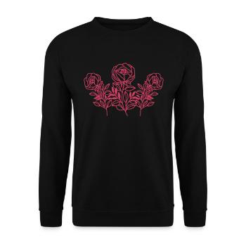 Red Rose Goth Cute Abstract Rose Line Art - Unisex Sweatshirt - black - Front - Alina (178cm) & Michal (187cm)