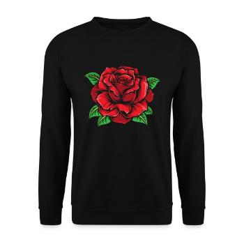 Red Rose Goth Cool Line Art Rose - Unisex Sweatshirt - black - Front - Alina (178cm) & Michal (187cm)