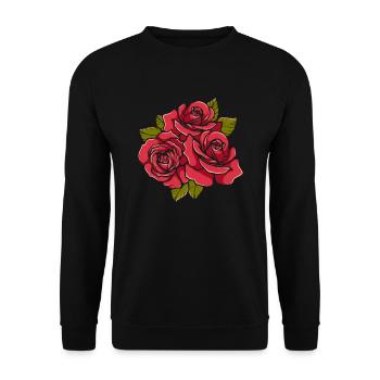 Red Rose Goth Rose Flower Line Art - Unisex Sweatshirt - black - Front - Alina (178cm) & Michal (187cm)