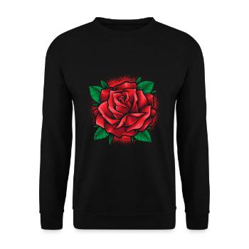 Red Rose Goth Cool Line Art Rose - Unisex Sweatshirt - black - Front - Alina (178cm) & Michal (187cm)
