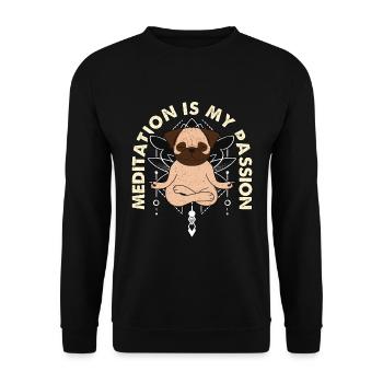 Meditation Is My Passion Loves Meditate Pug Lover - Unisex Sweatshirt - black - Front - Alina (178cm) & Michal (187cm)