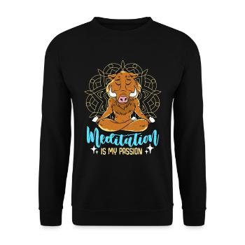 Meditation Is My Passion Loves Yoga Boar Lover - Unisex Sweatshirt - black - Front - Alina (178cm) & Michal (187cm)