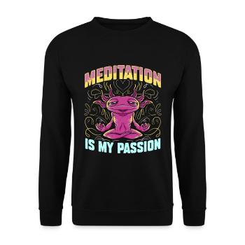 La méditation est ma passion Aime le yoga Amoureux du gecko - Sweat-shirt Unisexe - noir - Devant - Alina (178cm) & Michal (187cm)