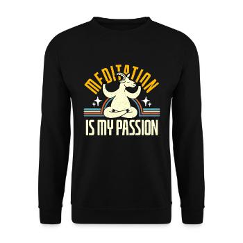 Meditation Is My Passion Spiritual Yoga Goat Lover - Unisex Sweatshirt - black - Front - Alina (178cm) & Michal (187cm)