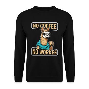 Kaffee Cafe Lama No Coffee No Workee - Unisex Sweatshirt - black - Front - Alina (178cm) & Michal (187cm)
