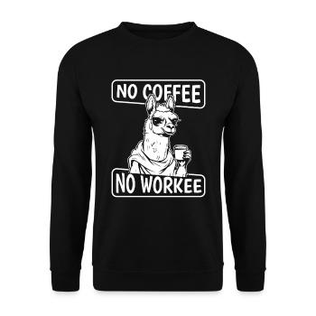 Kaffee Cafe Lama No Coffee No Workee - Unisex Sweatshirt - black - Front - Alina (178cm) & Michal (187cm)
