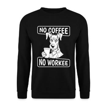 Coffee Cafe Doberman Dog No Coffee No Workee - Unisex Sweatshirt - black - Front - Alina (178cm) & Michal (187cm)