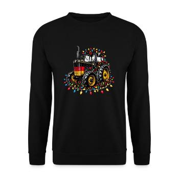Deutscher Traktor Mit Lichterketten Fürs Dorfleben - Unisex Pullover - Schwarz - Vorne - Alina (178cm) & Michal (187cm)