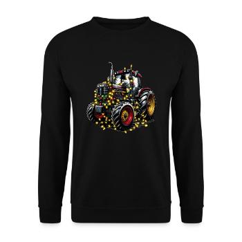 Deutscher Traktor Mit Lichterketten Fürs Dorfleben - Unisex Pullover - Schwarz - Vorne - Alina (178cm) & Michal (187cm)