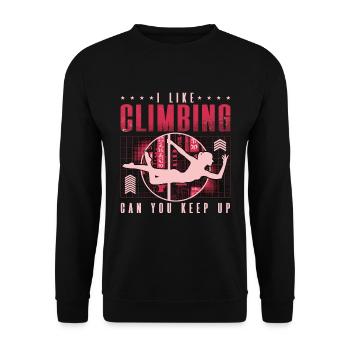 Pole Dancing I Like Climbing Can You Pole Dance - Unisex Pullover - Schwarz - Vorne - Alina (178cm) & Michal (187cm)