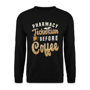 Pharmacy Technician Before Medication Coffee Lover - Unisex Sweatshirt - black - Front - Alina (178cm) & Michal (187cm)