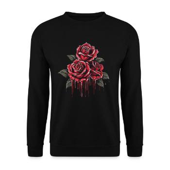Rote Rose Goth Cool - Unisex Pullover - Schwarz - Vorne - Alina (178cm) & Michal (187cm)