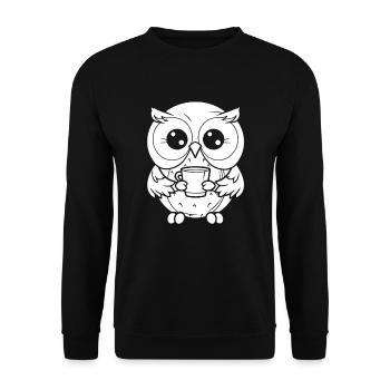 Kaffee Cafe Eule - Unisex Pullover - Schwarz - Vorne - Alina (178cm) & Michal (187cm)