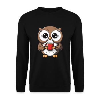 Coffee Cafe Owl - Unisex Sweatshirt - black - Front - Alina (178cm) & Michal (187cm)
