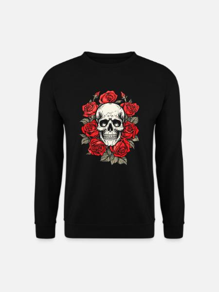 Red Rose Goth Skull - Unisex Sweatshirt - black