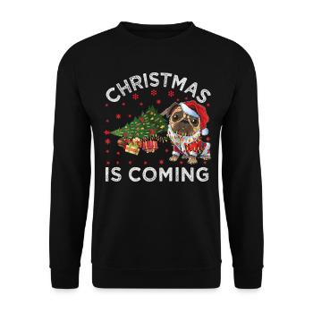 Noël arrive version chien - Sweat-shirt Unisexe - noir - Devant - Alina (178cm) & Michal (187cm)