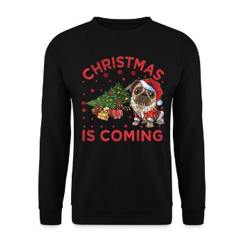 Noël arrive version chien - Sweat-shirt Unisexe - noir - Devant - Alina (178cm) & Michal (187cm)