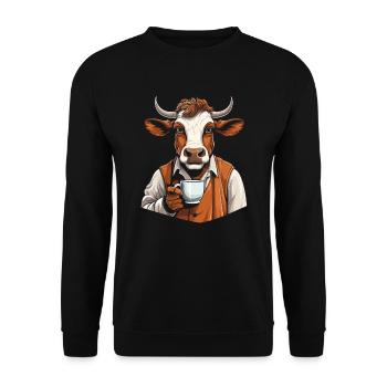 Kuh Landwirt Viehzucht Kaffee - Unisex Pullover - Schwarz - Vorne - Alina (178cm) & Michal (187cm)