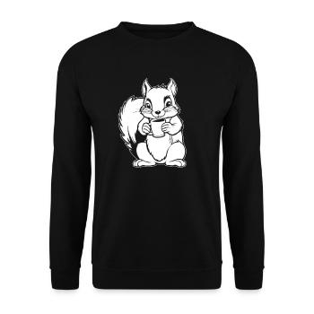 Eichhörnchen Kaffee - Unisex Pullover - Schwarz - Vorne - Alina (178cm) & Michal (187cm)