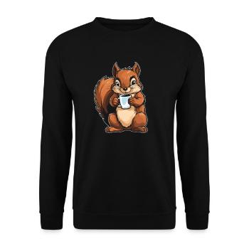 Eichhörnchen Kaffee - Unisex Pullover - Schwarz - Vorne - Alina (178cm) & Michal (187cm)