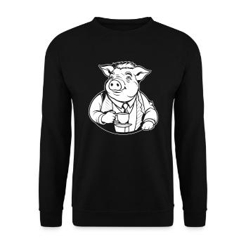 Pig Pig Farmer Coffee - Unisex Sweatshirt - black - Front - Alina (178cm) & Michal (187cm)