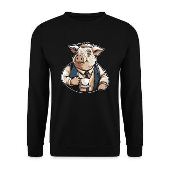 Pig Pig Farmer Coffee - Unisex Sweatshirt - black - Front - Alina (178cm) & Michal (187cm)