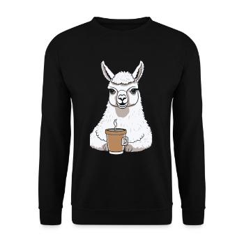 Alpaca Coffee - Unisex Sweatshirt - black - Front - Alina (178cm) & Michal (187cm)