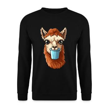 Alpaca Coffee - Unisex Sweatshirt - black - Front - Alina (178cm) & Michal (187cm)