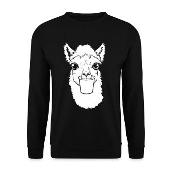 Alpaca Coffee - Unisex Sweatshirt - black - Front - Alina (178cm) & Michal (187cm)