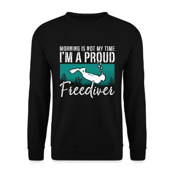 Freediving Morning Is Not My Time I'm A Deep Diver - Unisex Sweatshirt - black - Front - Alina (178cm) & Michal (187cm)